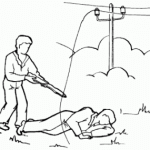 Empuja el cable con un palo seco