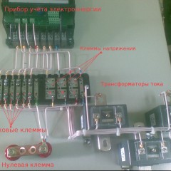 Схема на свързване на тестовата кутия с токови трансформатори