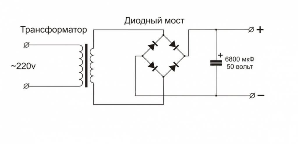 Connection diagram in transformer power supply unit