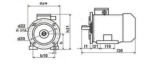 Installation dimensions of flange motors