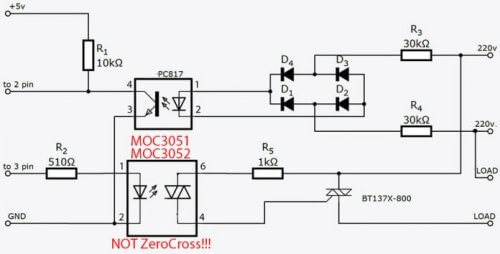 Optodriver zur Steuerung des Triac