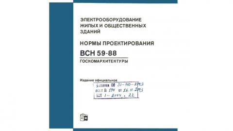 BCH 59-88: Електрическо оборудване за жилищни и обществени сгради. Стандарти за дизайн.