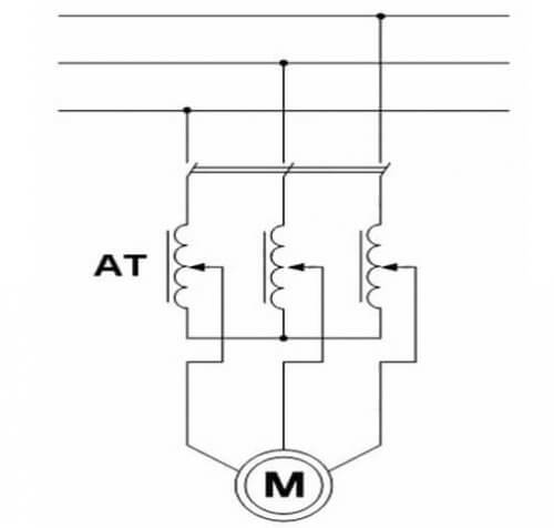 Connection diagram of 3-phase blood pressure through a rheostat or LATR