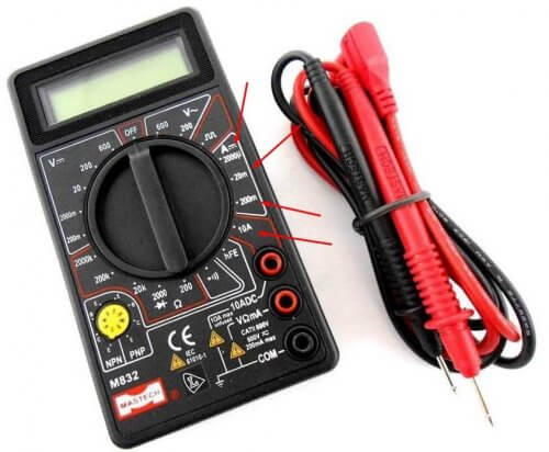 Different current measurement limits, a separate socket and a separate measurement limit are allocated for the 10A limit