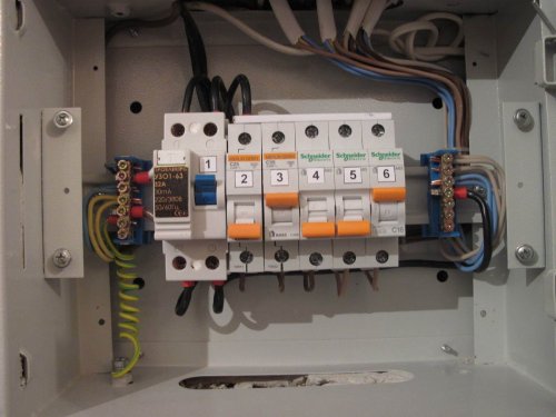 Máquinas automáticas en el panel eléctrico del apartamento.