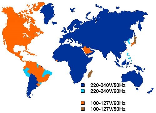 Spannungsstandards in verschiedenen Ländern der Welt