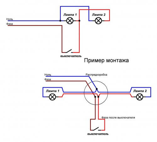 How to connect a 2-lamp switch